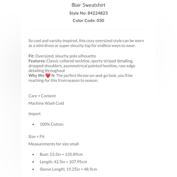 Free People Blair Sweatshirt Dress In Oatmeal Combo sz Small NWOT Oversized Fit - Picture 4 of 9